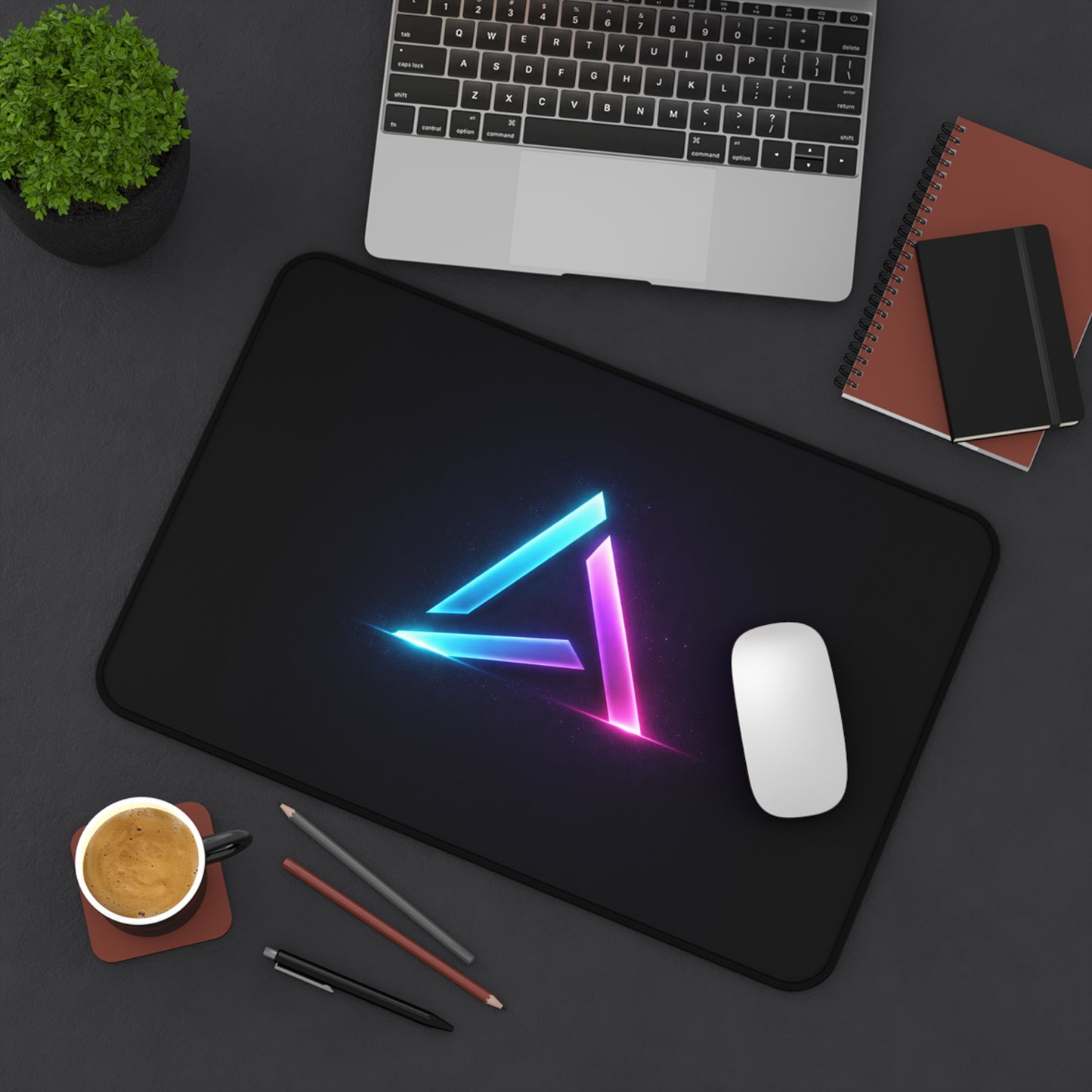 Neon Triangle Desk Mat — RGB Gaming Mouse Pad